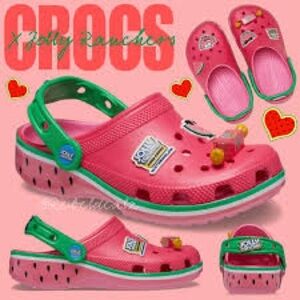 CROCS X Jolly Rancher | Watermelon Classic Clogs In Pink And Green Limited NEW
